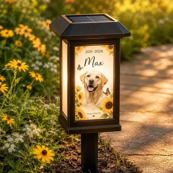 Personalized Pet Memorial Solar Light, Custom Dog Cat Garden Stake,