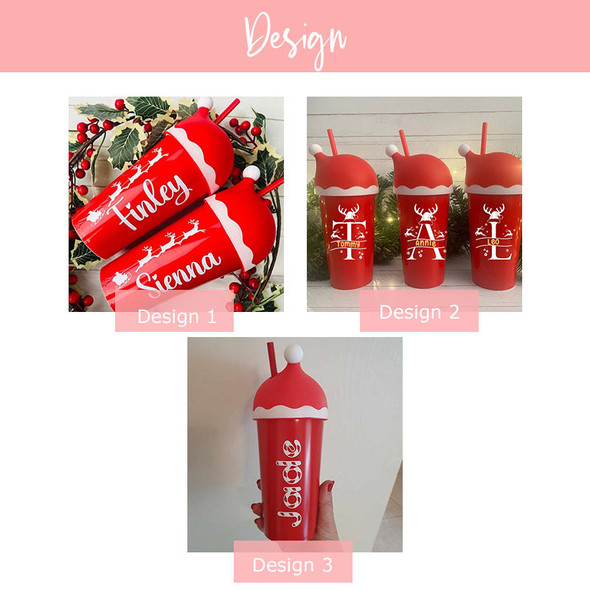 Personalised Christmas Tumbler, Christmas Cold Cup, Santa Hat Cup