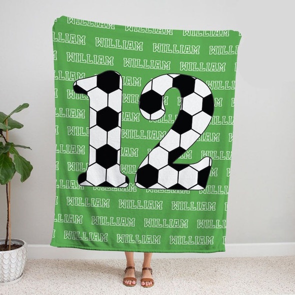 Personalized Soccer Blanket With Your Name, Sports Gift, Soccer Gift Boys Girls