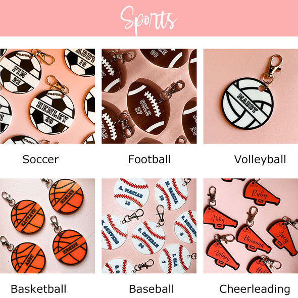 Personalized SportsTag/ Team Gift / Sports Keychain Soccer Football  Volleyball  Basketball  Baseball