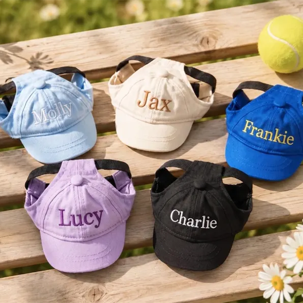 Custom Dog Hat with Embroidered Name,Pet Baseball Cap with Ear Holes