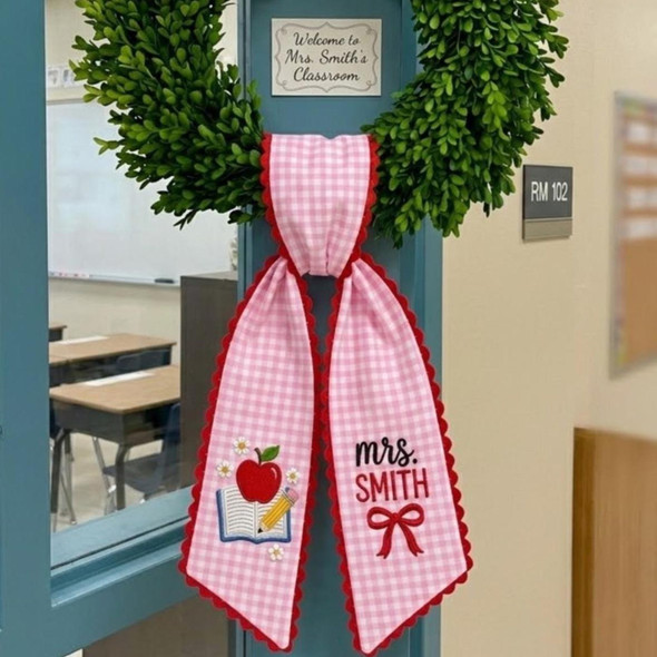 Personalized Teacher Door Sash, Classroom Door Sign Wreath Sash