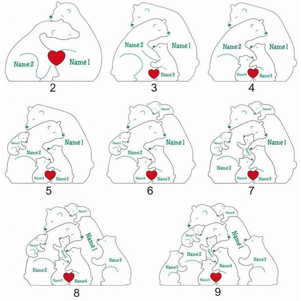 Personalized Wooden Bear Family Puzzle, Baby puzzle