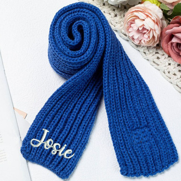 Personalized Scarf, Embroidered Knit Scarf, Custom Name Knitted Scarf