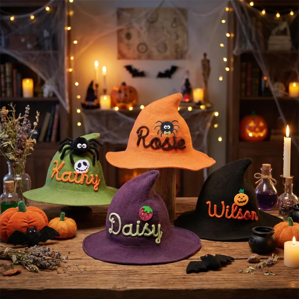 Custom Name Halloween Witch Hat, Personalized Kids Witch Hat