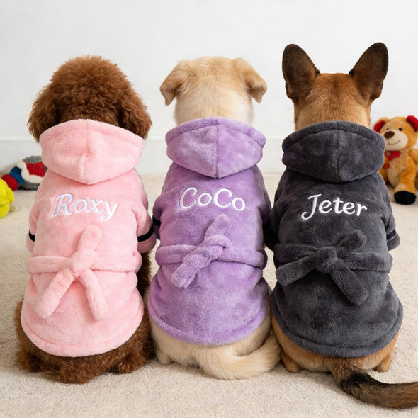 Personalized Dog Bathrobe, Custom Name Embroidered Pet Robe, Cozy Fleece Dog Towel