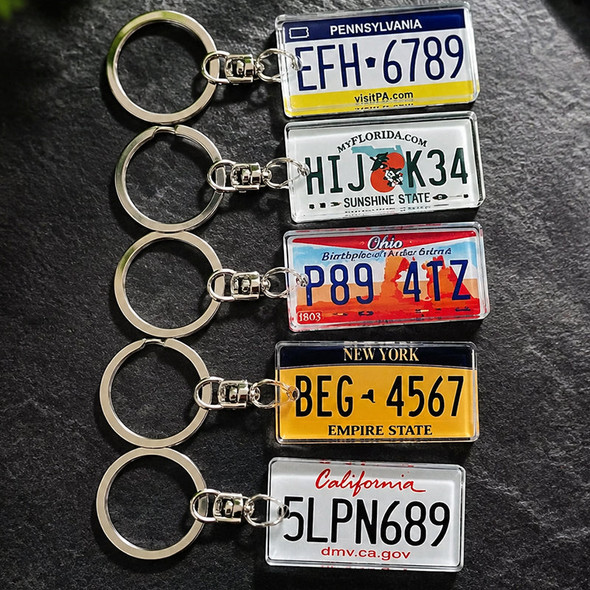 Personalized State License Plate Keychain Custom Acrylic Car Keyring