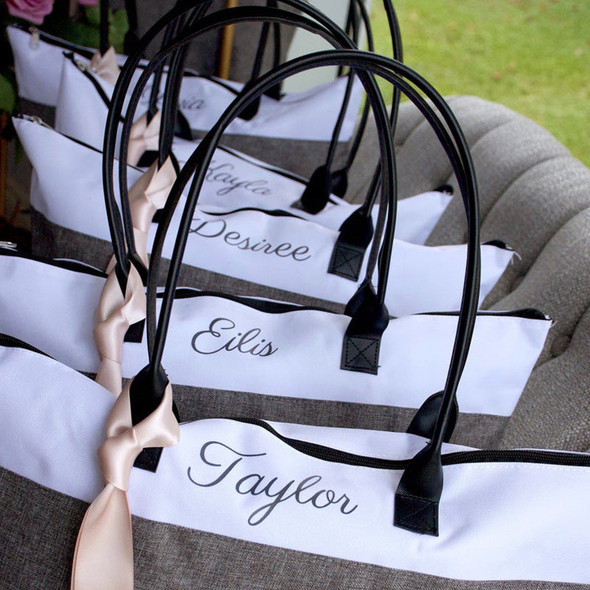 Bridesmaid Tote . Personalized Bridesmaid Gift Bags. Custom Name Bag