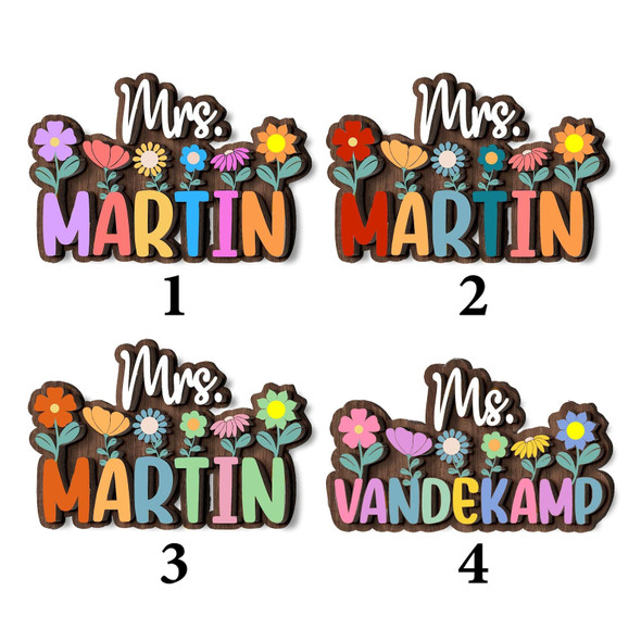 Personalized Teacher Name Magnet: Custom Wildflower Gift
