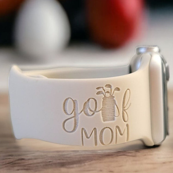 Personalized Watch Band for Apple,Samsung GOLF MOM Engraved Silicone Sports Band