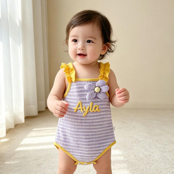Personalized Baby Name Romper, Toddler Girl Romper, Newborn Smocked Outfit