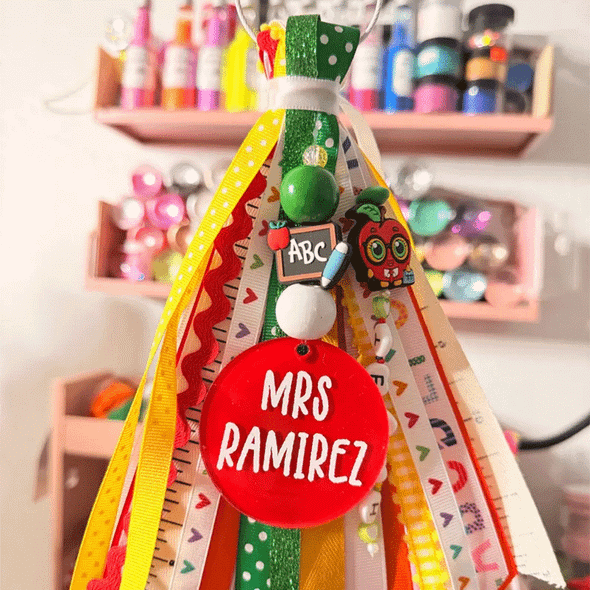 Personalized Teacher Keychain | Custom Name Tassel Gift for Teachers