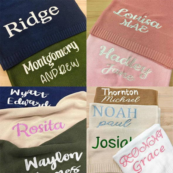 Personalized Embroidered Baby Knit Blanket