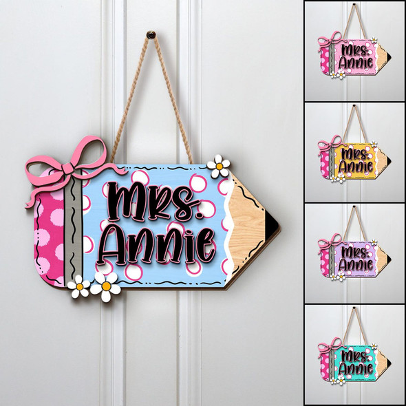 Personalized Teacher Back To School Gifts, Pencil Teacher Door Sign