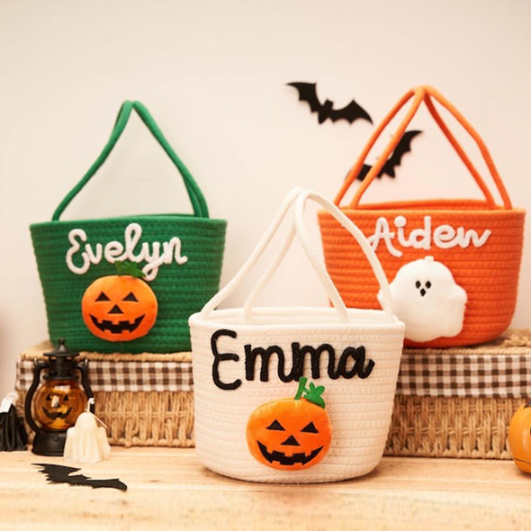 Halloween treat bag, Halloween Basket, Halloween Tote, Trick-or-treat basket