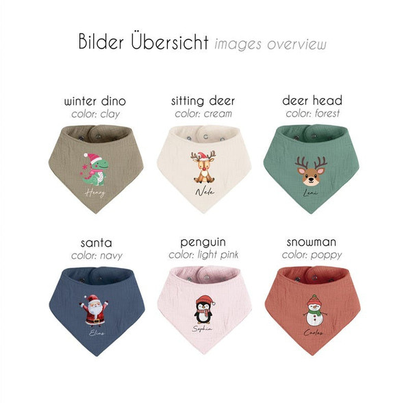Customizable Motifs, Soft Muslin Scarves, Baby and Toddler Bibs As A Gift From Santa Claus
