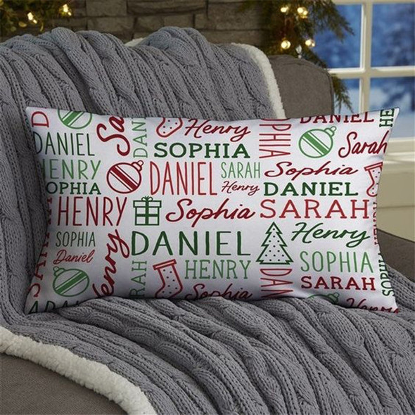 Custom Name Christmas Throw Pillow, Personalized Pillow