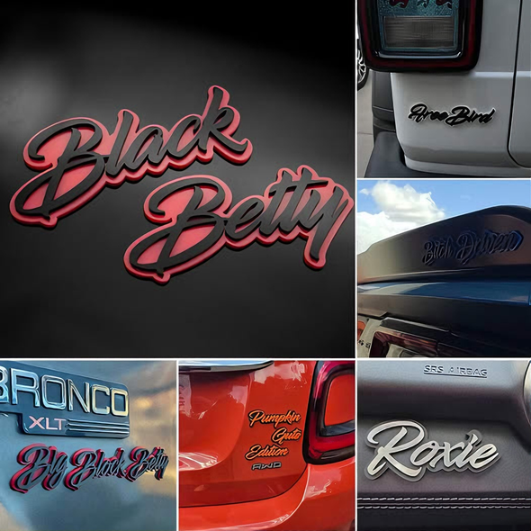 Custom Cursive Font Car Emblem - Custom Colors
