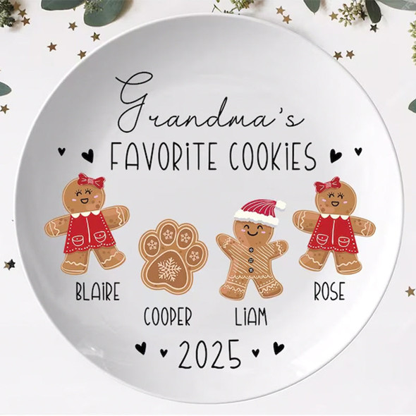 Personalized Gingerbread Christmas Plate, Grandma Plate