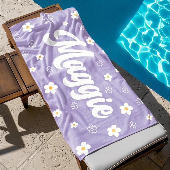 Daisy Custom Beach Towel, Groovy Personalized Pool Towel, Bachelorette Bridesmaid Gifts