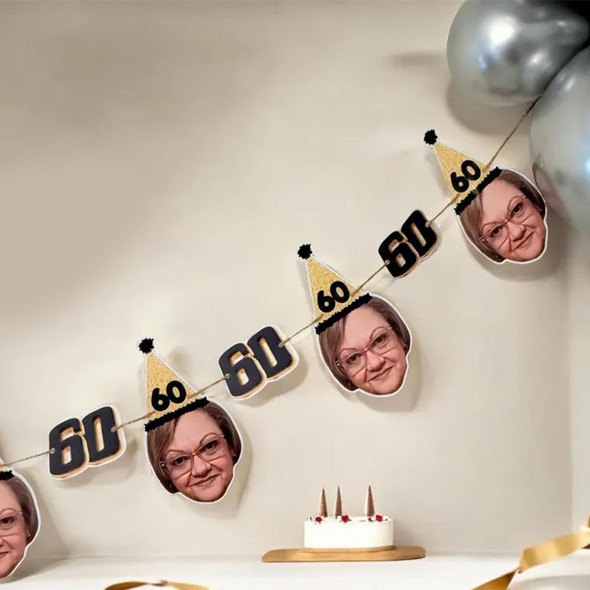 Custom Face Birthday Banner, Personalized Party Decor