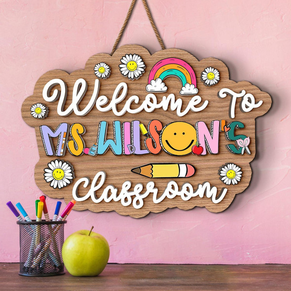 Personalized Teacher Gift, 3D Teacher Door Hanger, Classroom Welcome Sign
