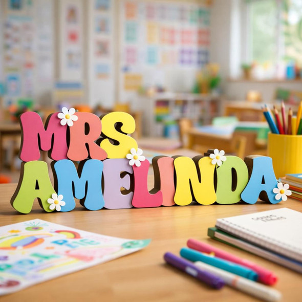 Custom Teacher Name Sign, Teacher Name Name Plaque & Stand, Teacher Sign For Desk