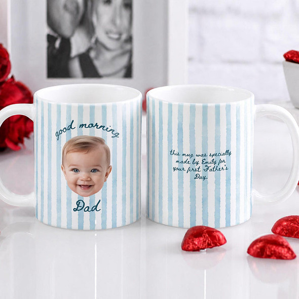 Personalized Baby Face Mug for New dad, Custom Photo Mug, First Fathers Day Gift from Baby