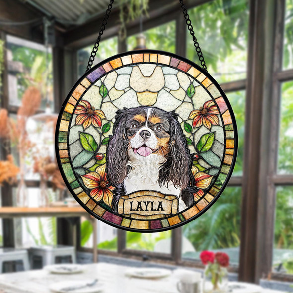Personalized Dog Portrait Stained Suncatcher