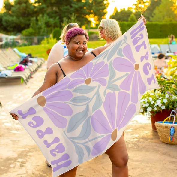 Personalized Oversized Floral Beach Towela??Quick-Dry Multicolor Towel