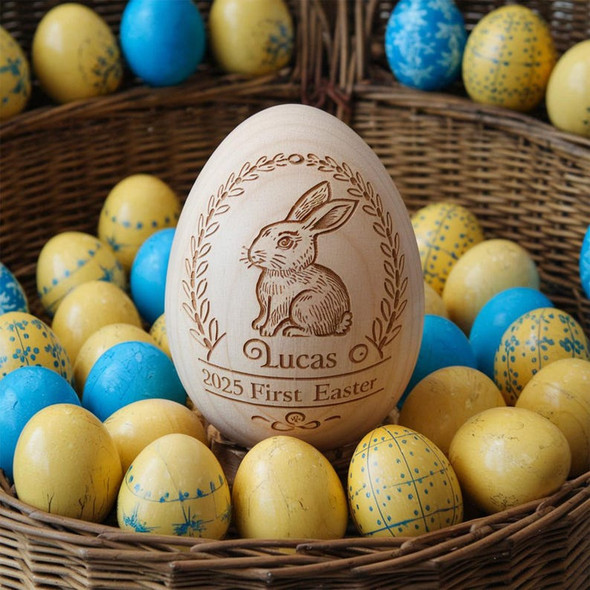 Personalized Musical Wooden Easter Egg Shakers, Engraved Egg Shaker Kids