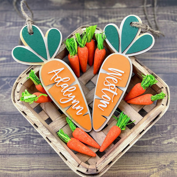 Personalized Easter Basket Tag: Engraved Carrot Name Tag