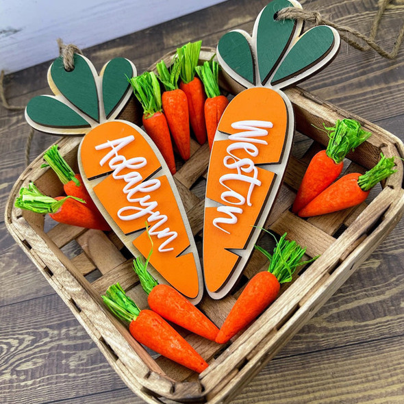 Personalized Easter Basket Tag: Engraved Carrot Name Tag