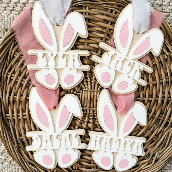 Personalized Name Easter Bunny Ears Decorative Tags
