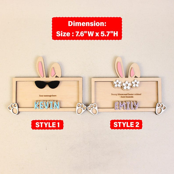 Personalized Name Bunny Money Holder, Wooden Easter Cash Holder Gift for Kids