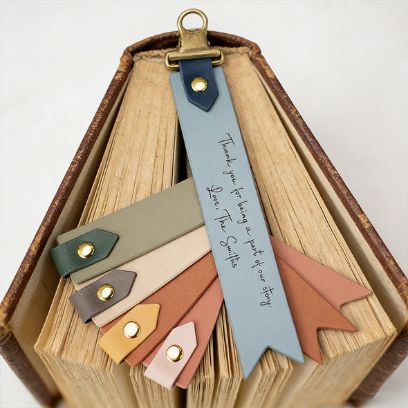 Engraved leather bookmark w/ loop