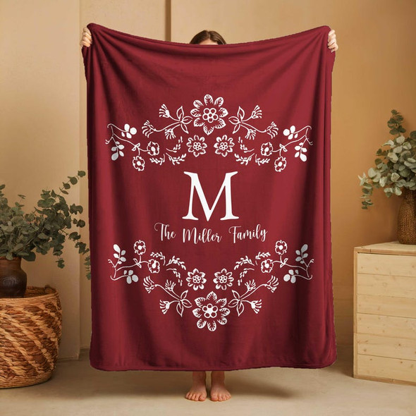 Personalized Family Name Blanket, Last Name Initials Blanket