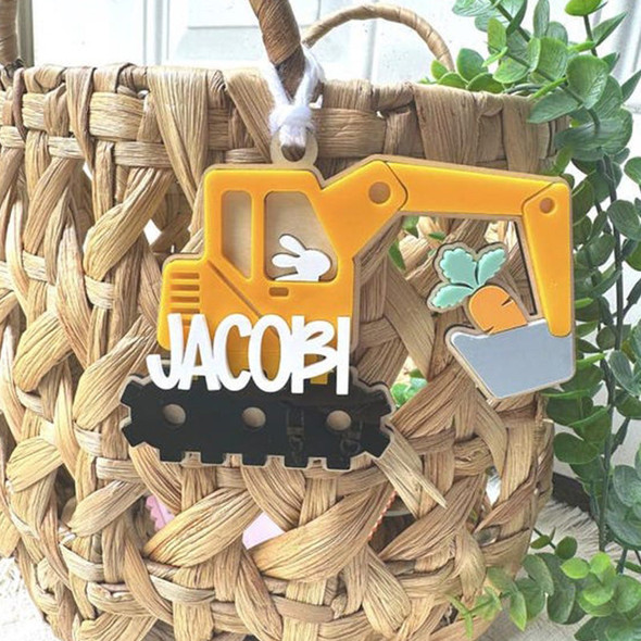 Personalized Construction Truck Easter Basket Tag