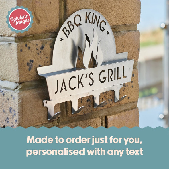 Personalised Stainless Steel BBQ Tool Rack Grill Accessory