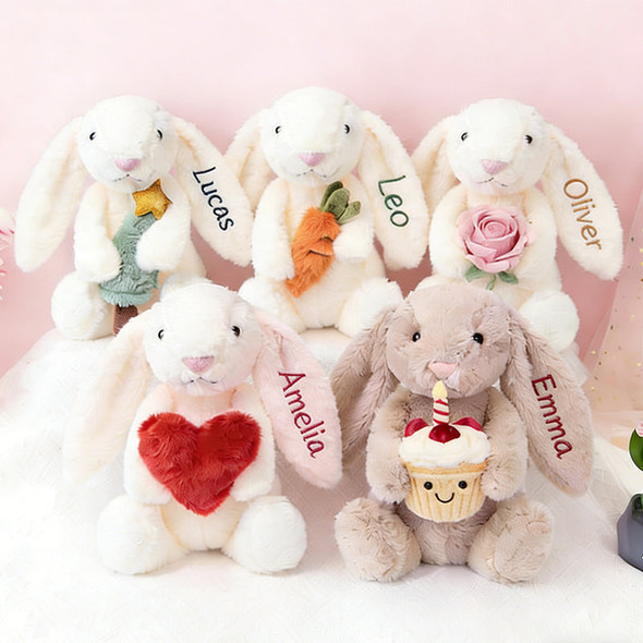 Personalised Easter Embroidered Bunny Rabbit,Custom Bunny Rabbit Plush Toy