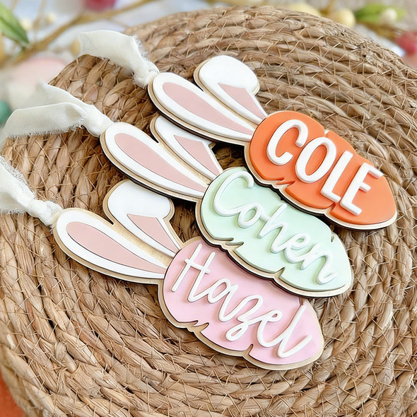 Personalized Easter Basket Tag, Custom Bunny Tag, Easter Basket Name Charm