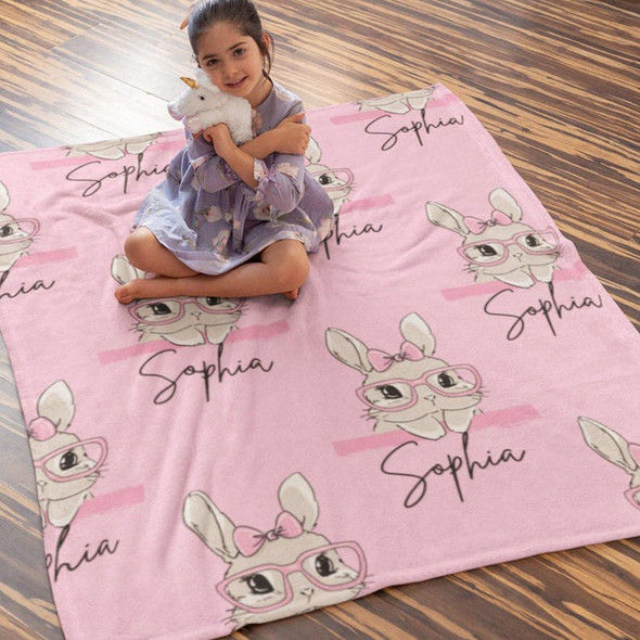 Easter Bunny Blanket-Baby Name Blanket-Bunny Baby