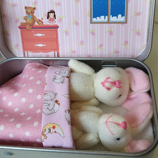 Easter Bunny Plush mummy and baby bunnies in Pocket Tin