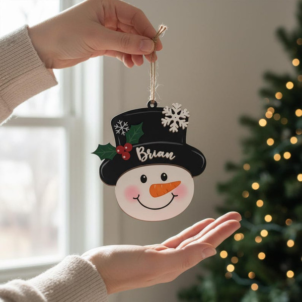 Personalized Snowman Family Ornament, Grandma Grandpa & Grandkids Christmas