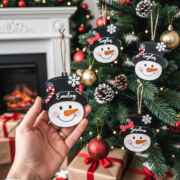 Personalized Snowman Family Ornament, Grandma Grandpa & Grandkids Christmas