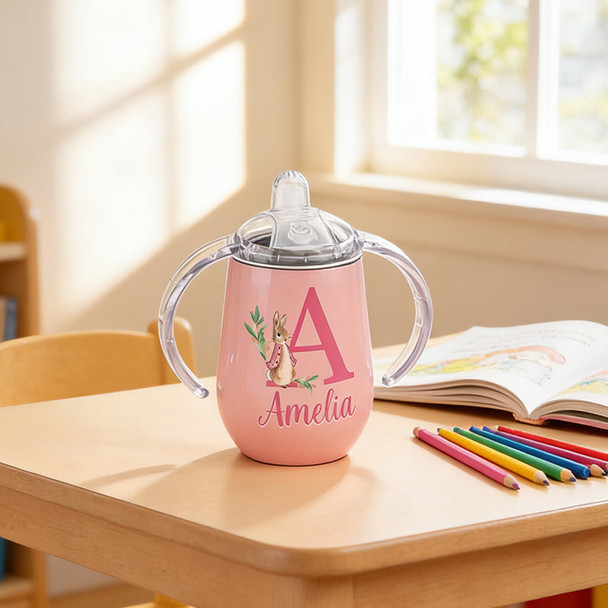 Personalized Easter Bunny 10 oz Insulated Sippy Cup with Name