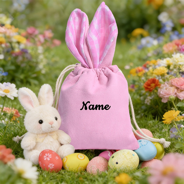 Personalized Plaid Drawstring Bag for - Custom Name, Easter Bag