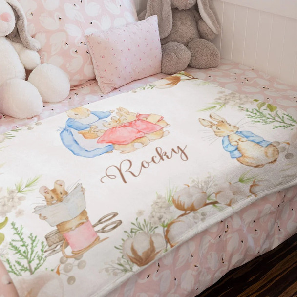 Personalized Easter Peter Rabbit Blanket with Name