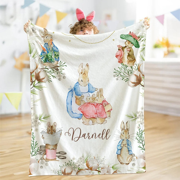 Personalized Easter Peter Rabbit Blanket with Name