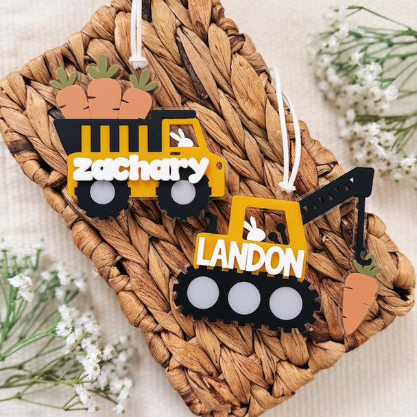 Construction Truck Easter Tag  Dump Truck Easter Tag